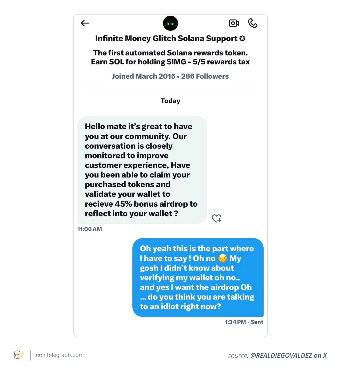 Scammer giả mạo hỗ trợ dự án