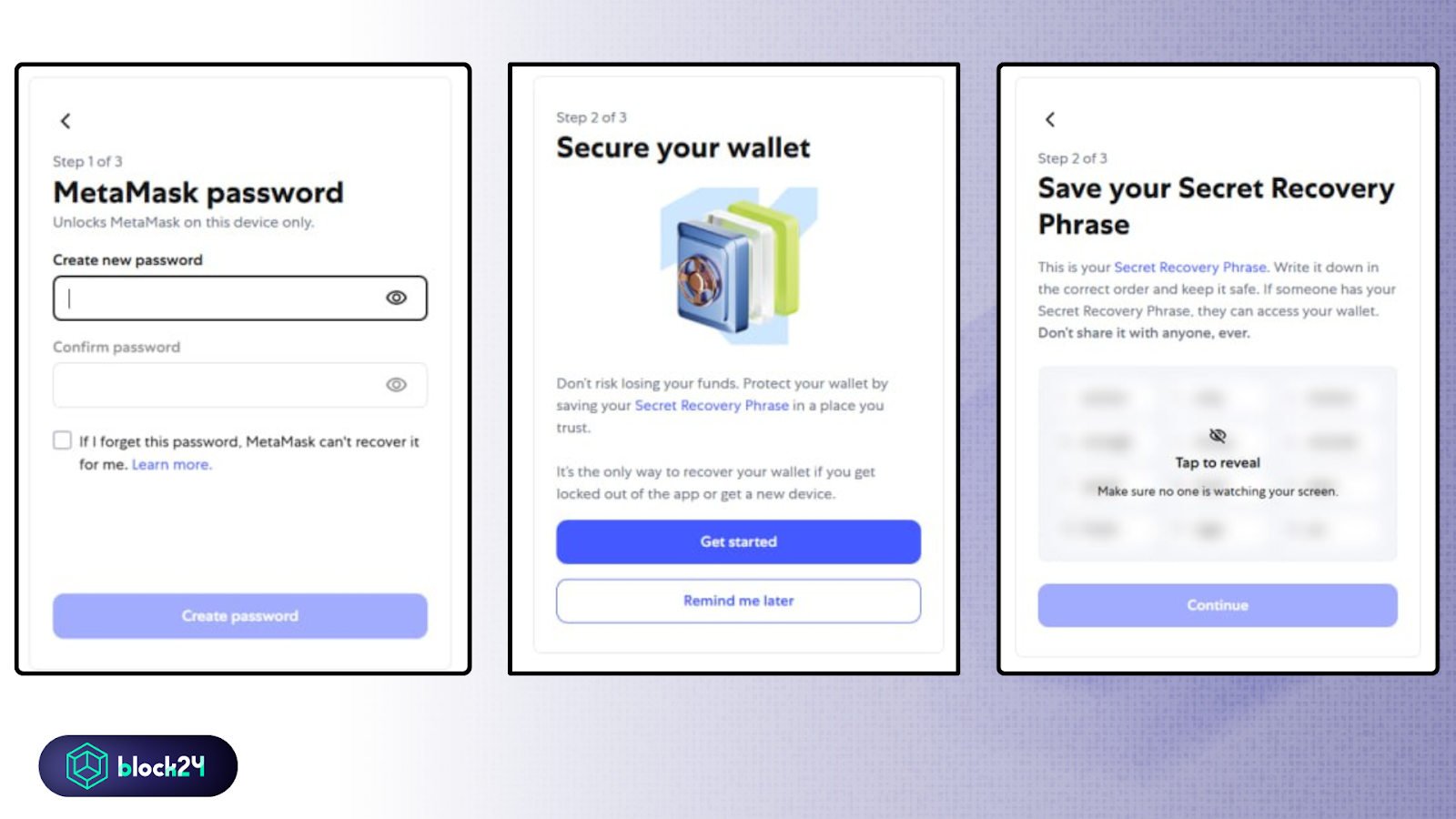 Bắt đầu quá trình lưu trữ cụm từ khôi phục ví Metamask