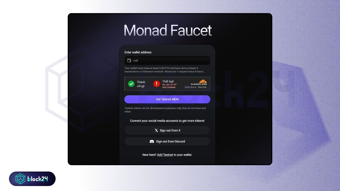 Faucet MON testnet