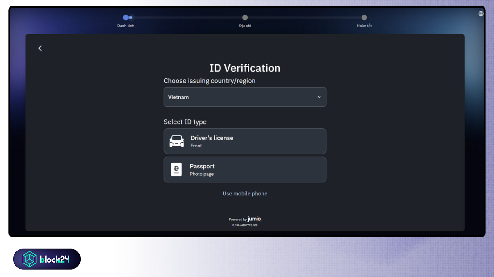 Nhập thông tin để hoàn thành KYC