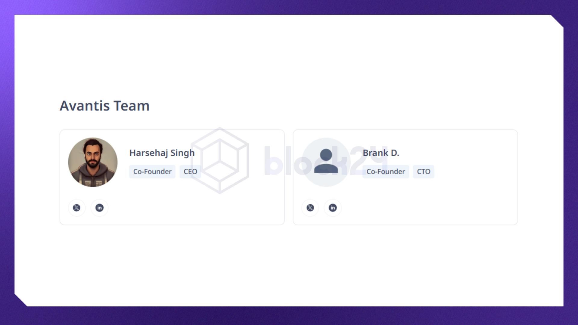 Hai thành viên đứng đầu nhóm phát triển Avantis (Nguồn: cryptorank.io)