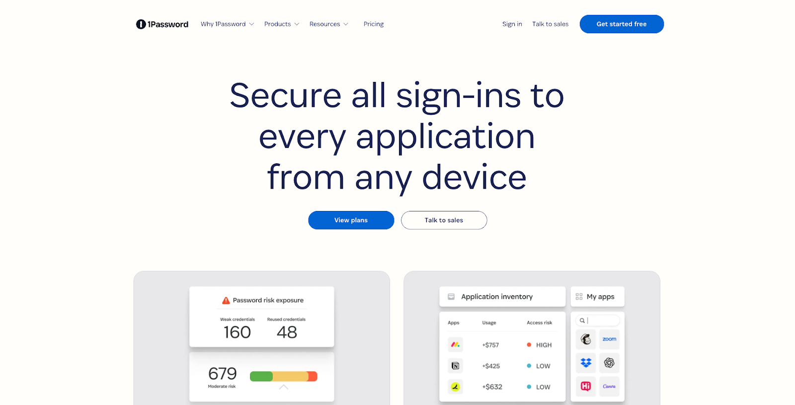 Trang chủ ứng dụng 1Password