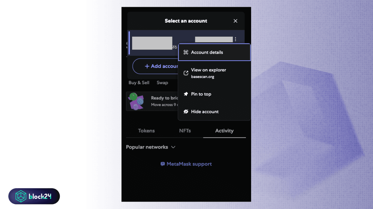 Chọn Account Details