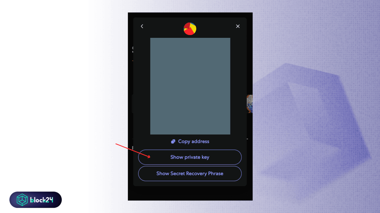 Chọn Show Private Key