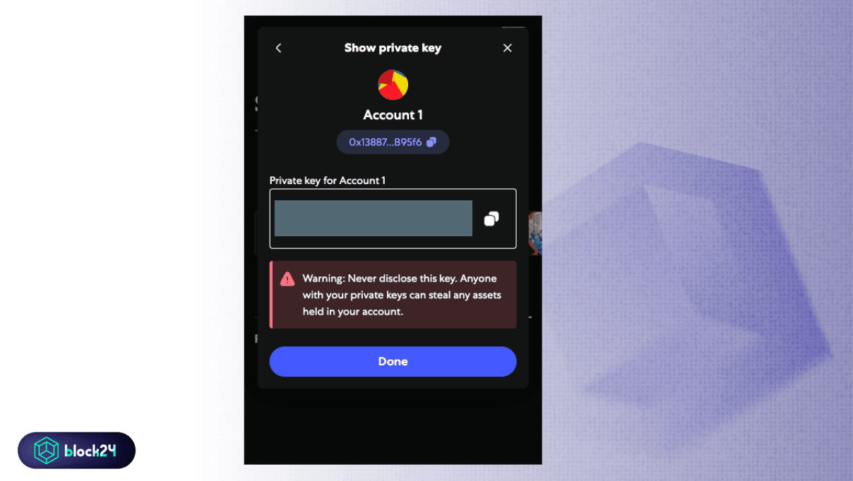 Hiển thị Private Key