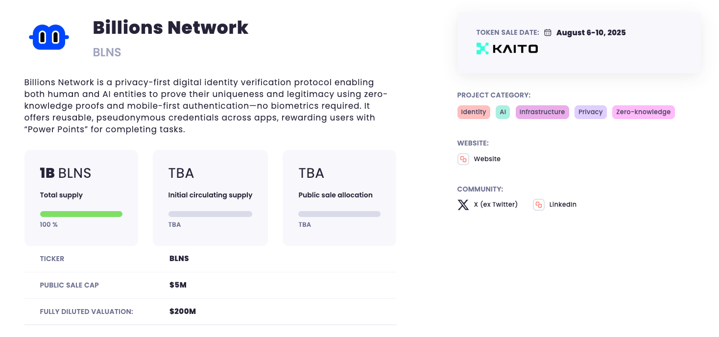 Thông tin token sale BLNS - Nguồn ICO Analytics