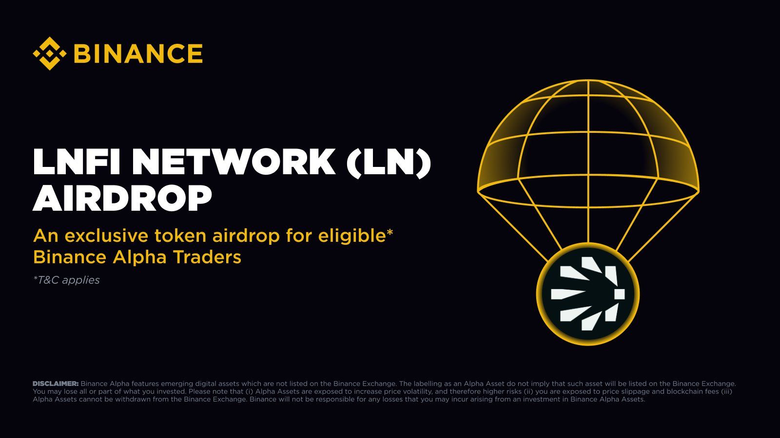 Binance Alpha thông báo airdrop token LN (Lnfi Network) vào ngày 25/7/2025 - nguồn: X (Twitter)