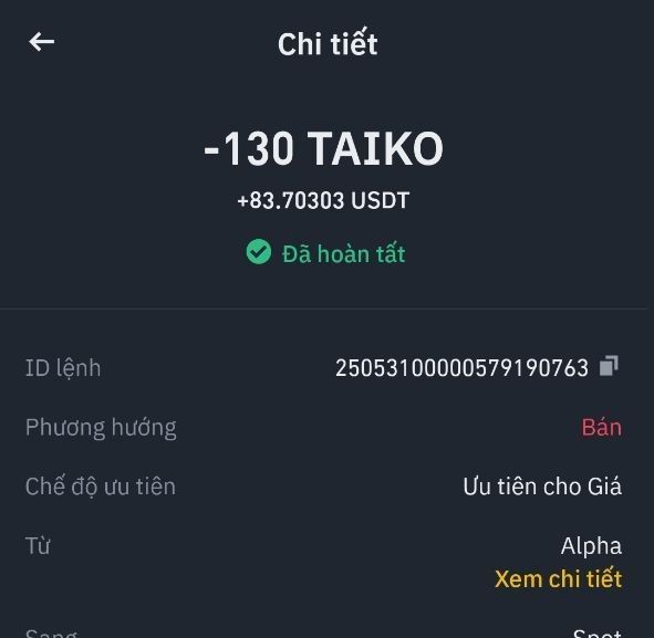 Một số người dùng đã nhận được token TAIKO và quy đổi sang USDT