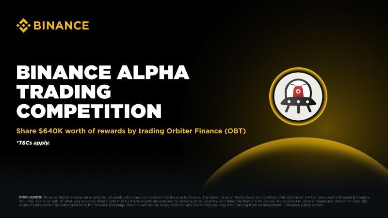 Binance Alpha tổ chức cuộc thi giao dịch với phần thưởng là token OBT (Orbiter Finance)