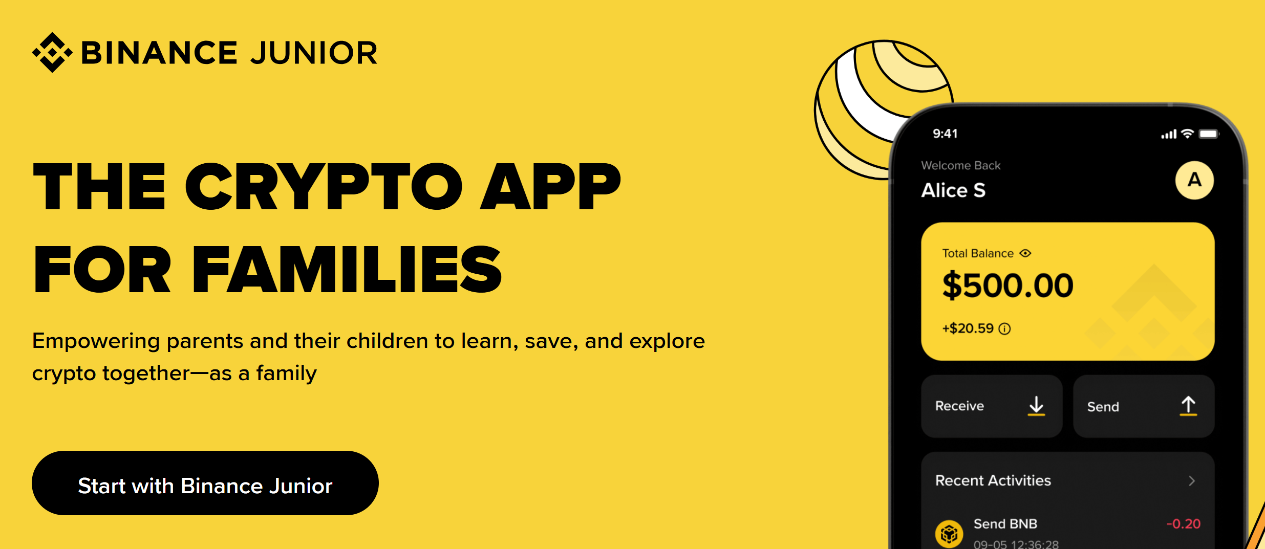 Giao diện thân thiện với người dùng của Binance Junior