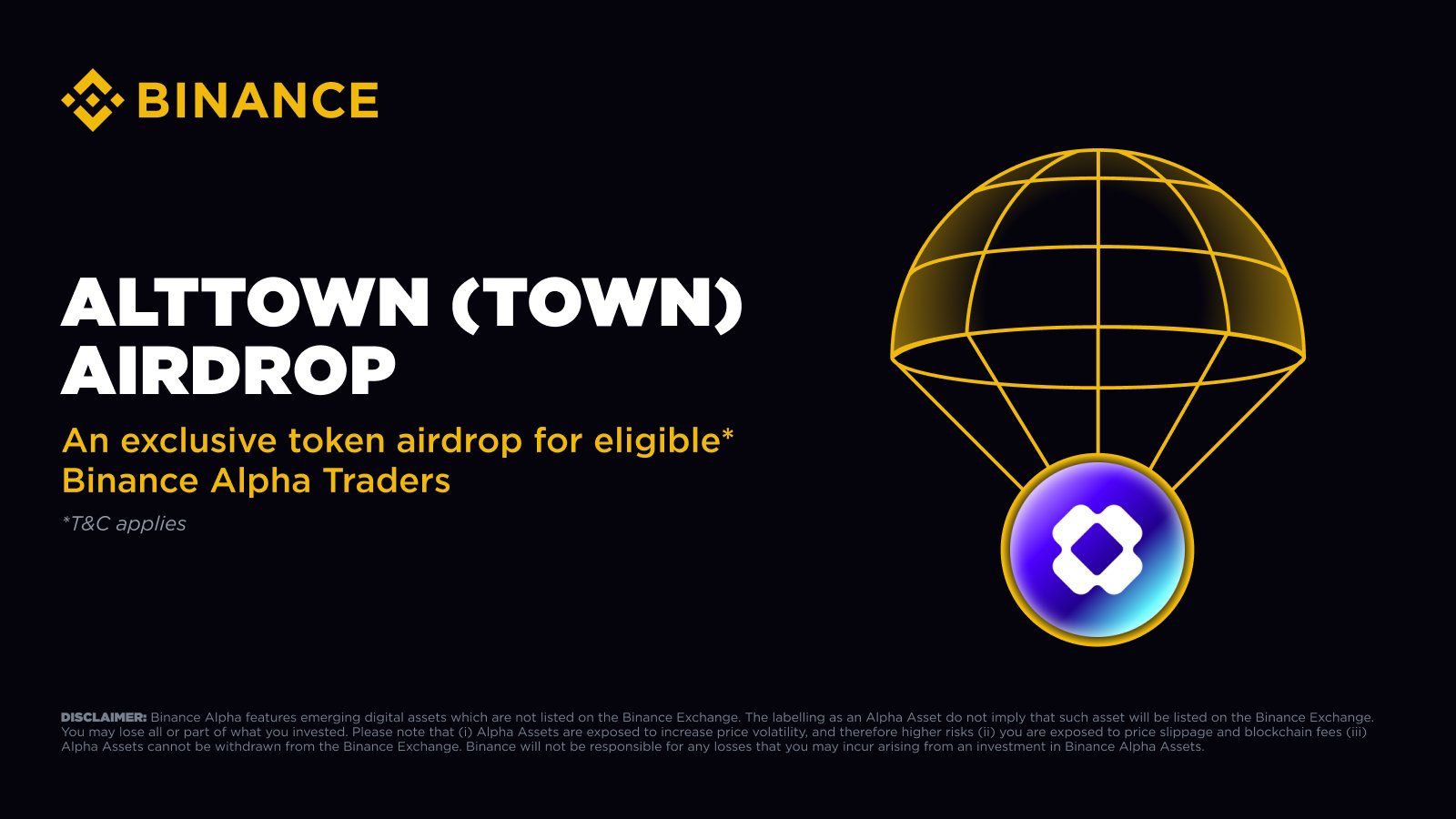 Binance Alpha thông báo niêm yết và airdrop token TOWN (Alttown)FST (FreeStyle Classic) vào ngày 26/8/2025 - nguồn: X (Twitter)