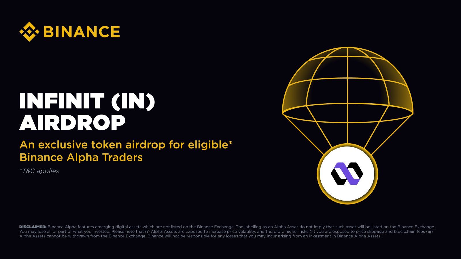 Binance Alpha sẽ airdrop token IN (Infinit) vào ngày 7/8/2025 - nguồn: X (Twitter)