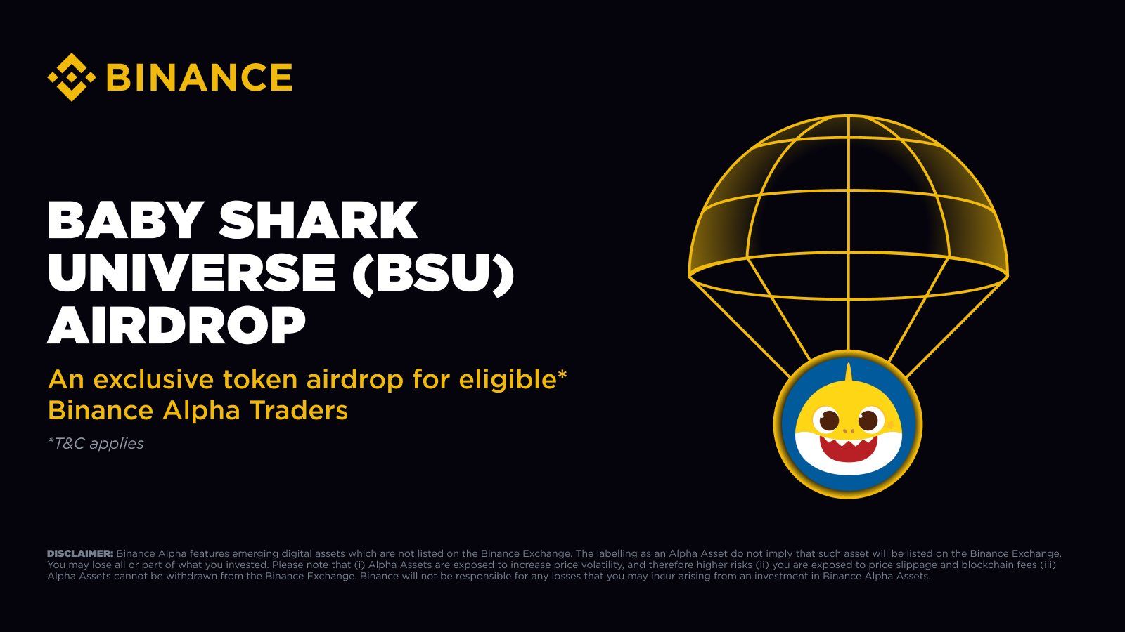Binance Alpha sẽ airdrop token BSU (Baby Shark Universe) vào ngày 9/8/2025 - nguồn: X (Twitter)