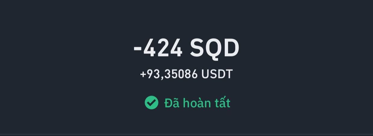 Một số người dùng đã bán token SQD để đổi lấy USDT