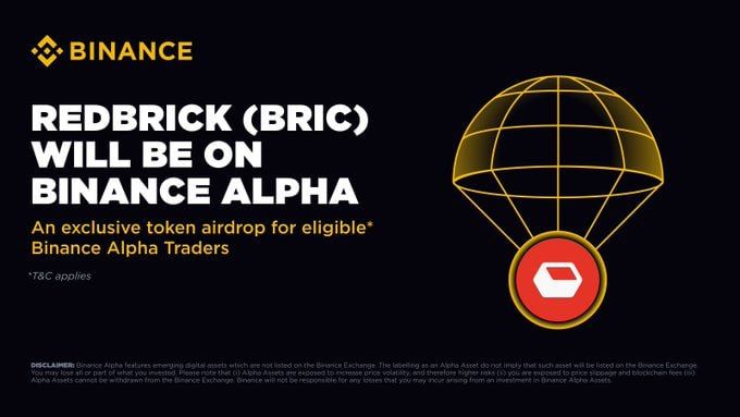 Binance Alpha sẽ airdrop BRIC (Redbrick) vào ngày 21/6/2025!