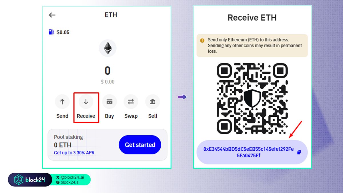 Copy địa chỉ ví để gửi tiền