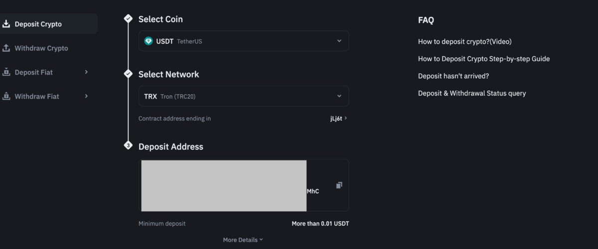 Lấy địa chỉ ví tại Binance