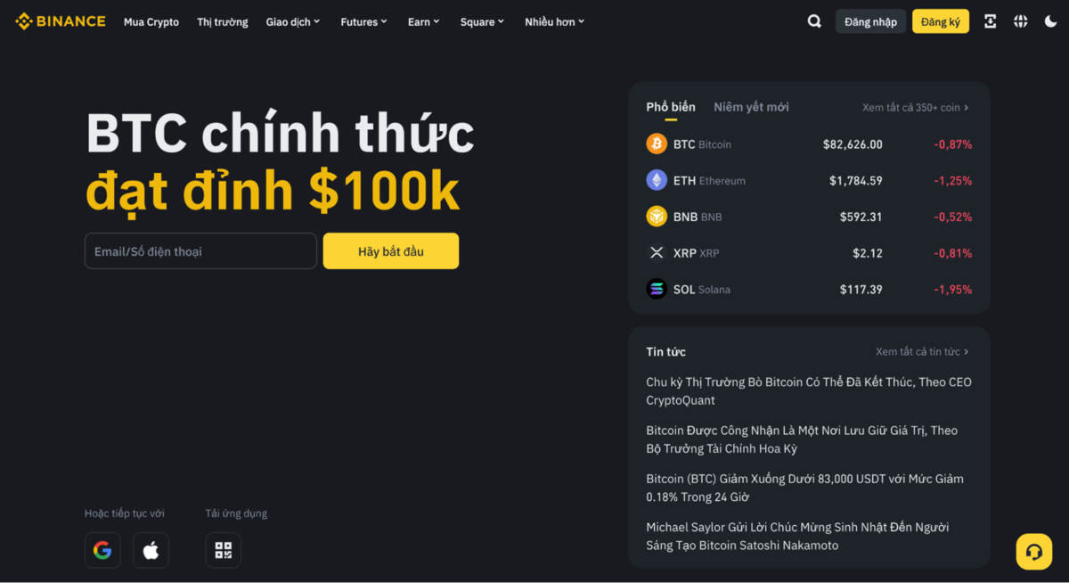 Trang chủ sàn crypto Binance
