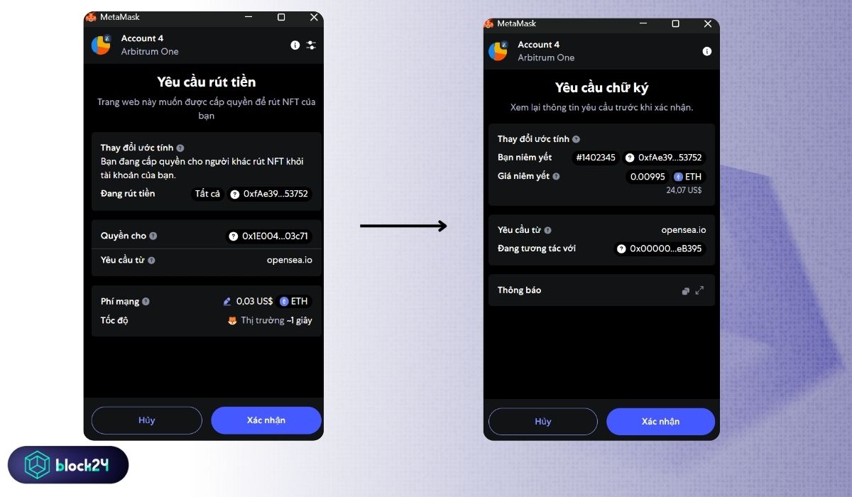 Xác nhận giao dịch trên ví MetaMask