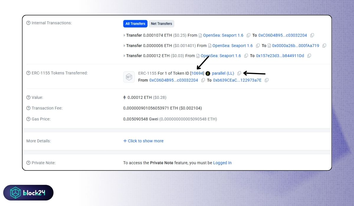 Copy contract và ID của NFT