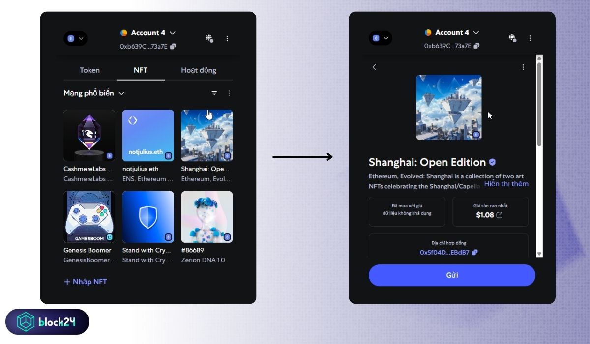 Chọn NFT cần gửi