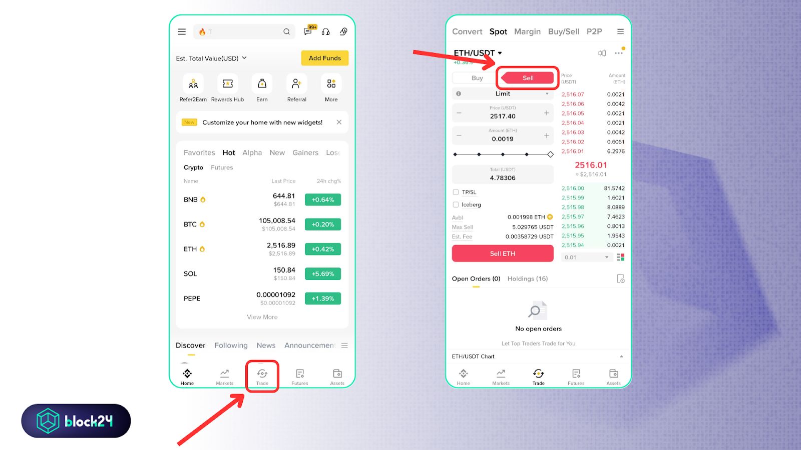 Bán tài sản vừa chuyển từ ví Phantom lên sàn Binance