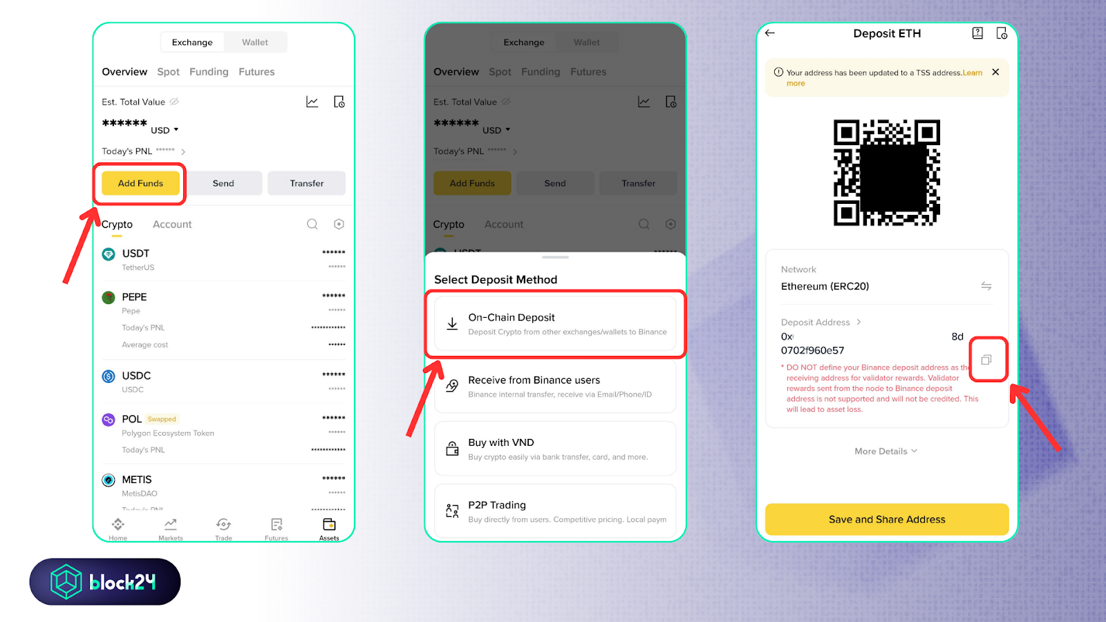 Lấy địa chỉ ví nạp tiền vào sàn Binance