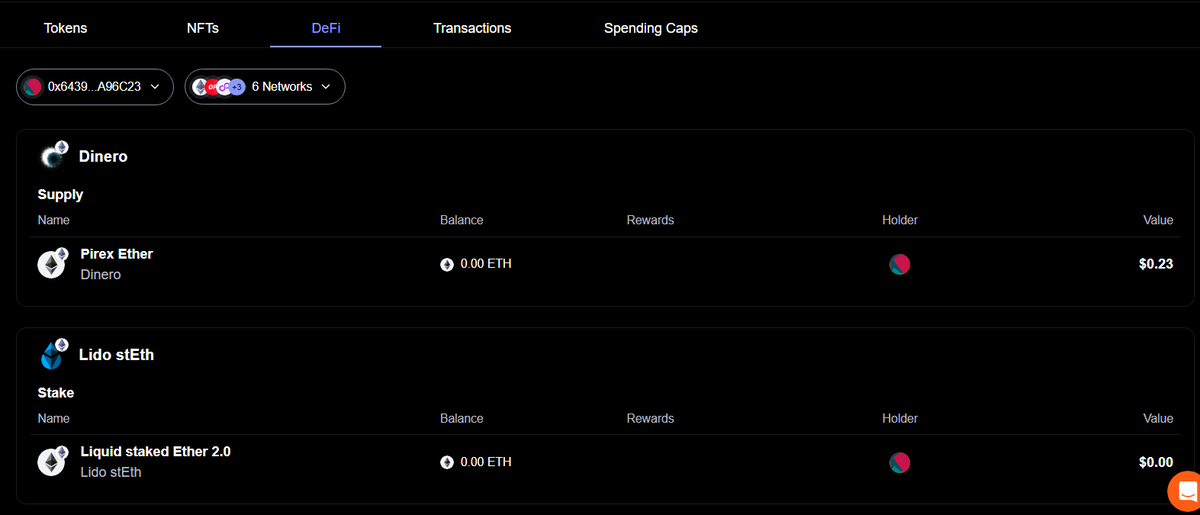 Giao diện quản lý DeFi trên MetaMask