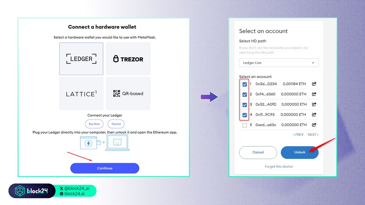 Các bước kết nối MetaMask với ví phần cứng