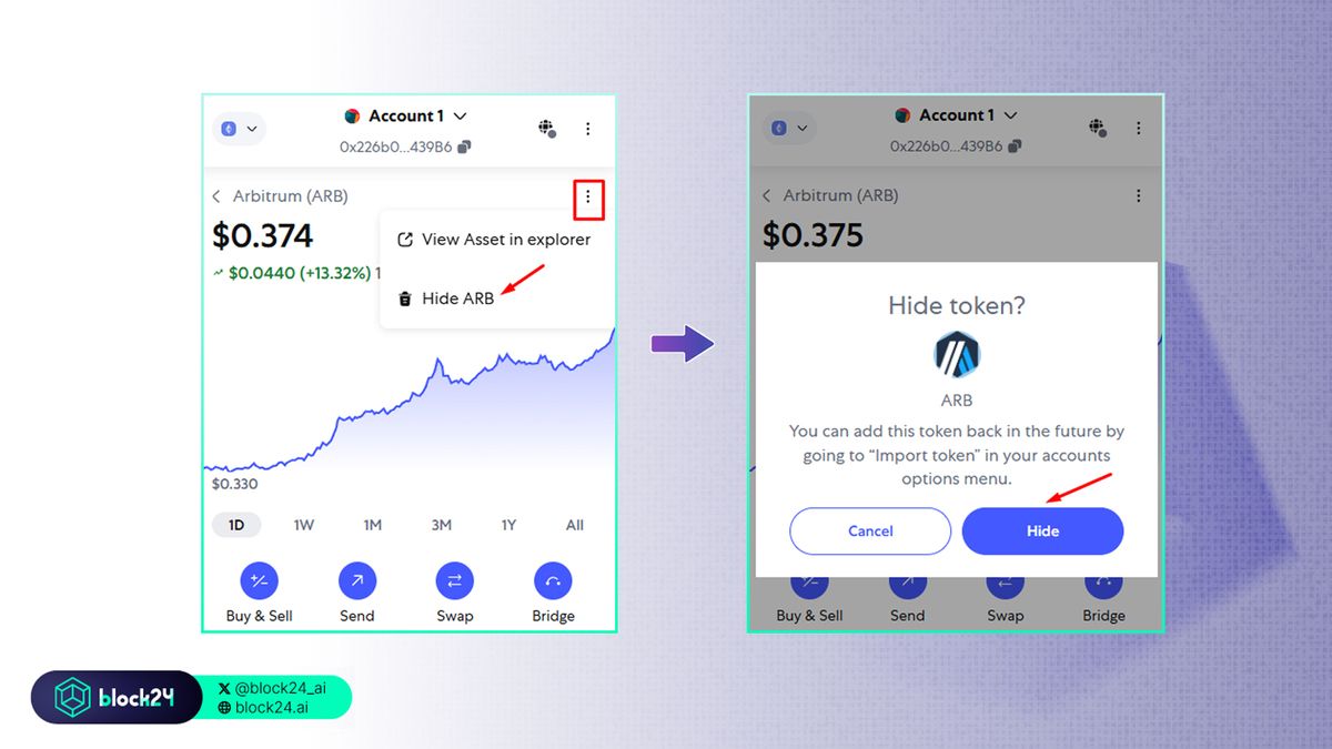 Các bước xóa token khỏi ví