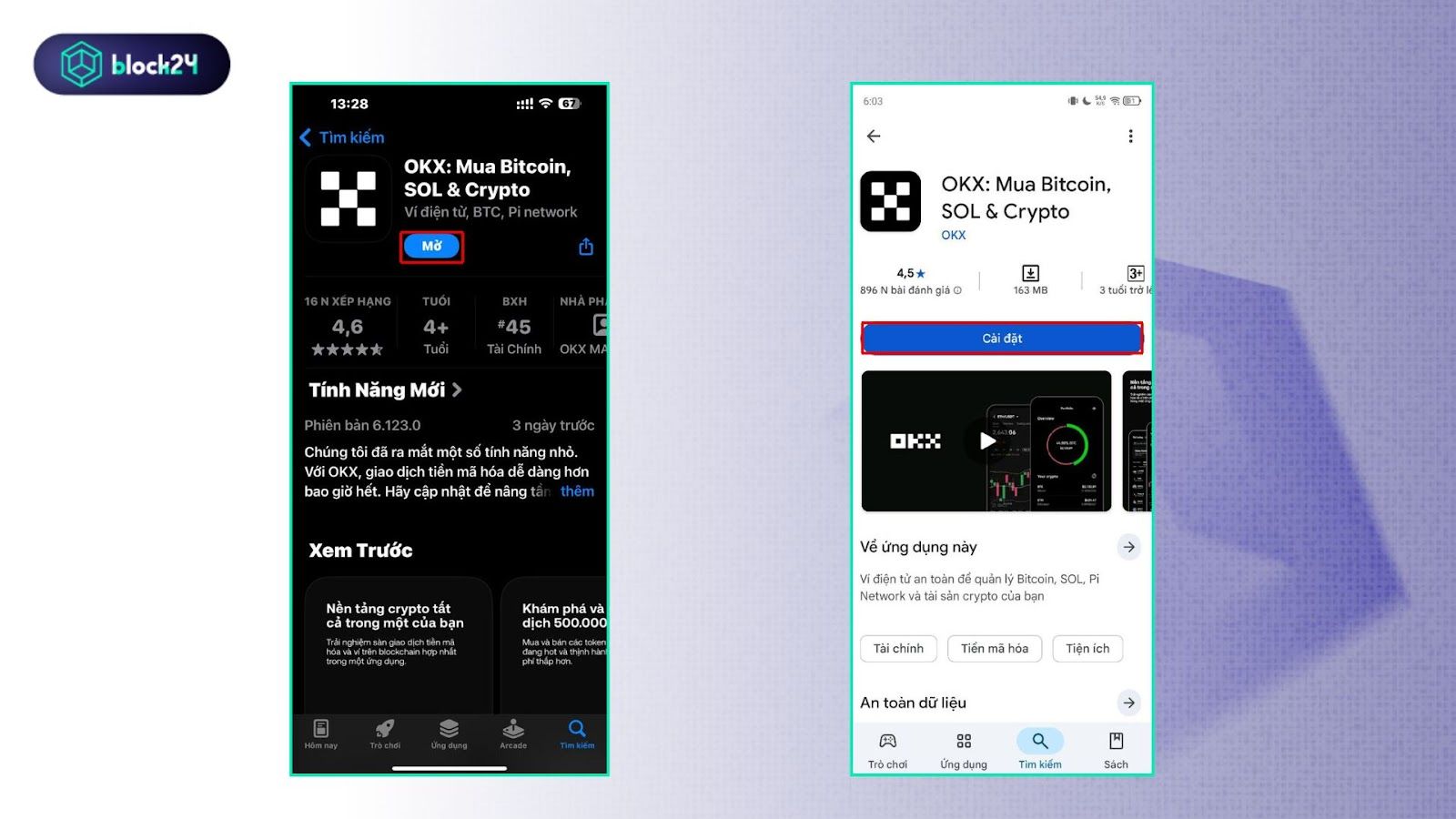 Tìm kiếm OKX trên App Store/CH Play