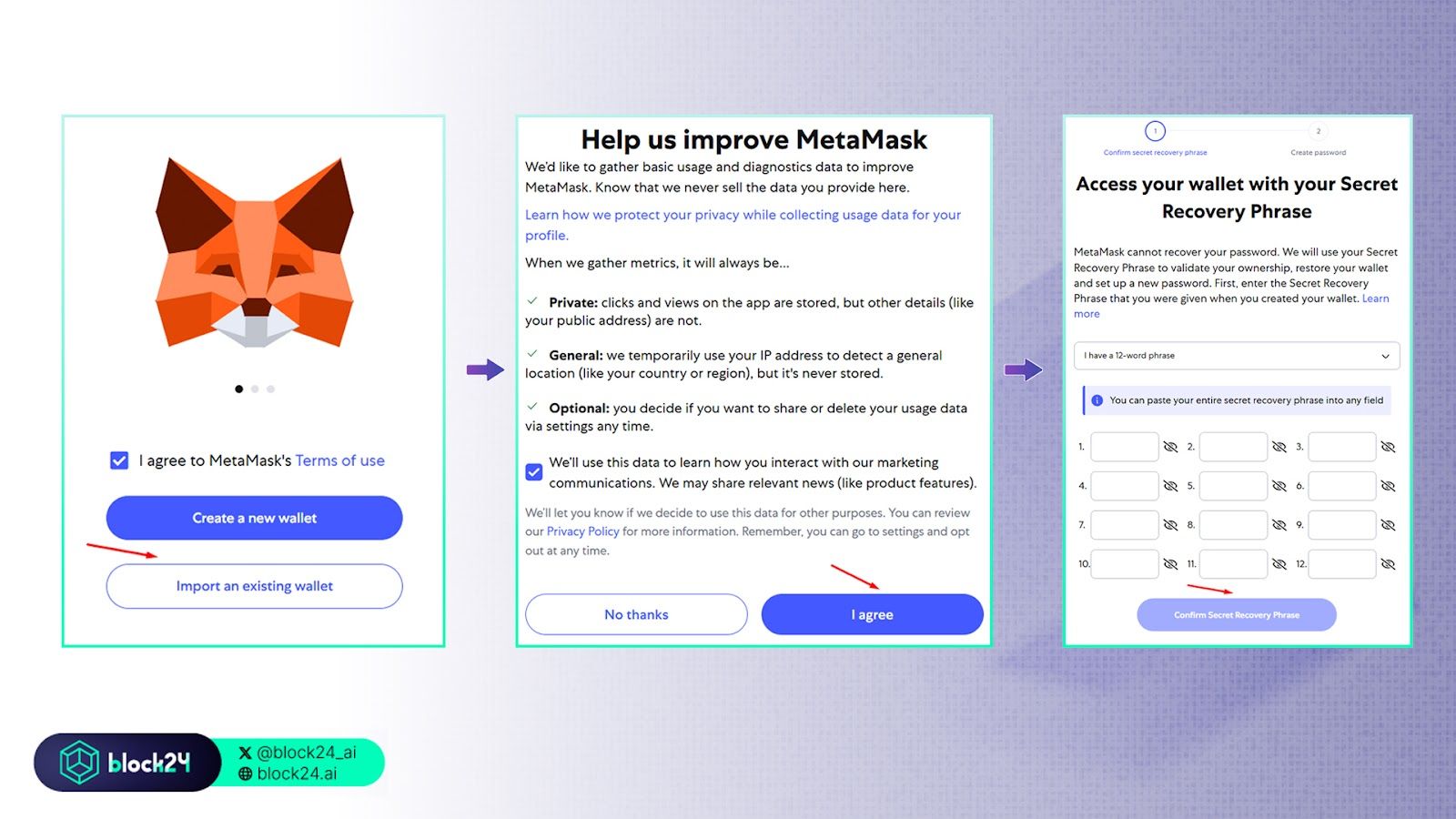 Import ví khi mới dùng app lần đầu