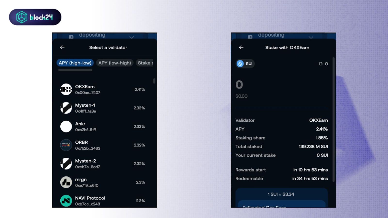 Chọn Validator và Stake SUI