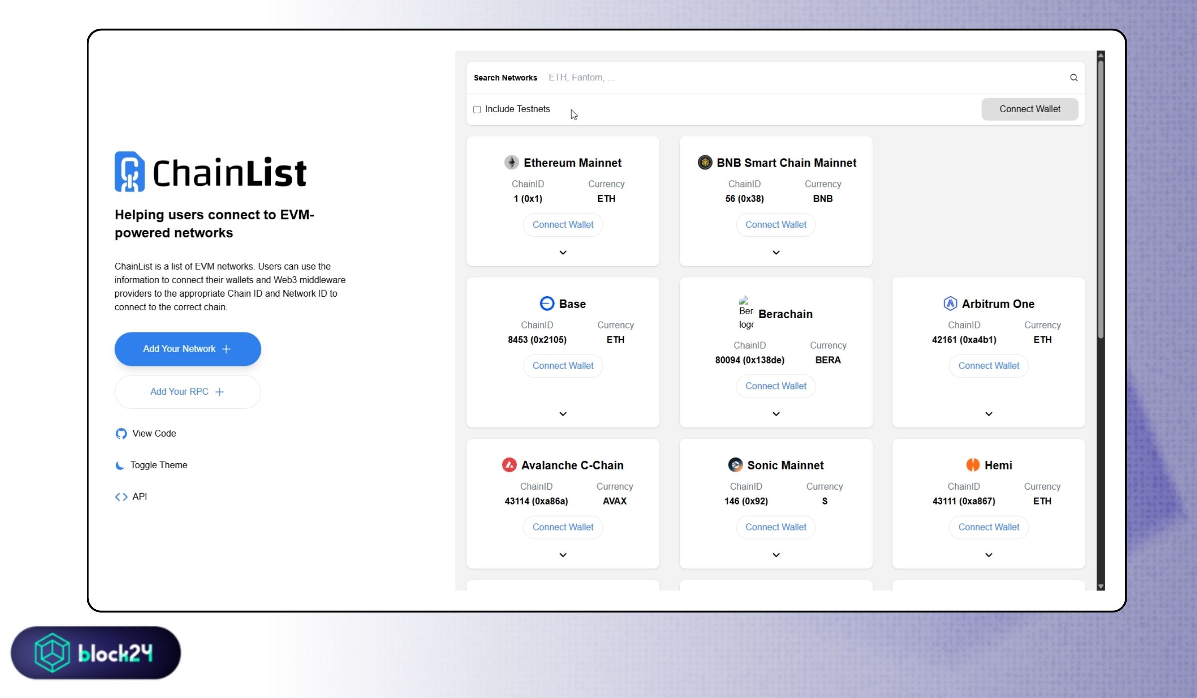 Truy cập Chainlist