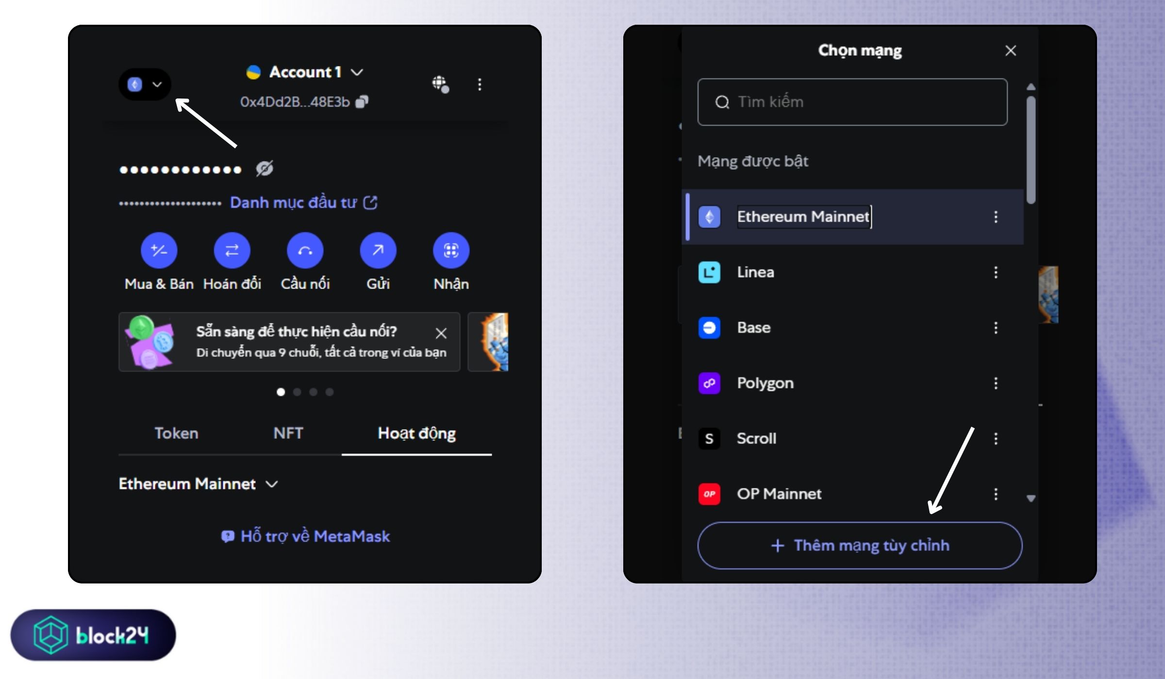Vào mục Select network