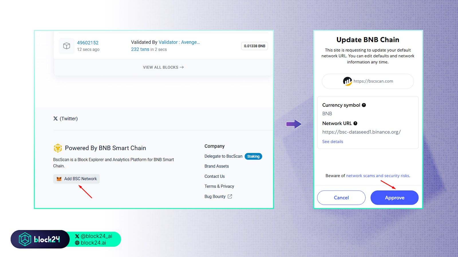 Các bước thêm EVM chain vào MetaMask bằng Blockchain Explorer