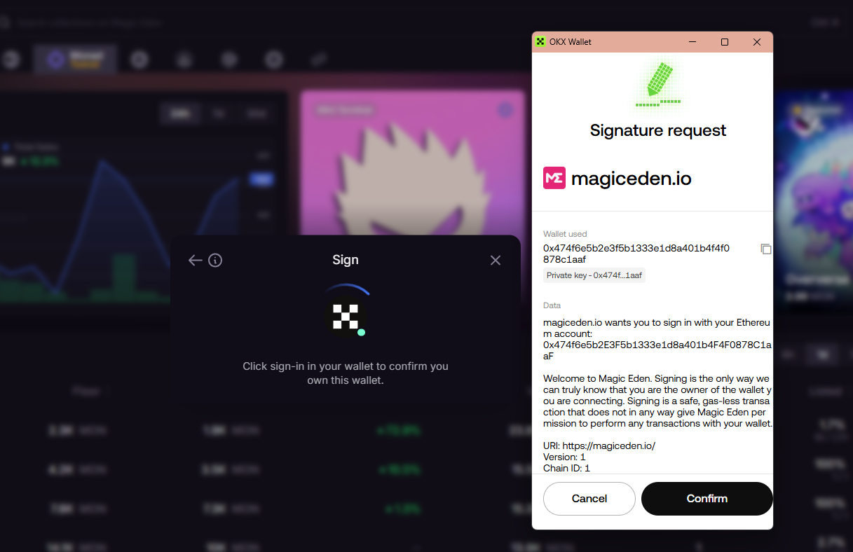 Ký xác minh để đăng nhập dApps
