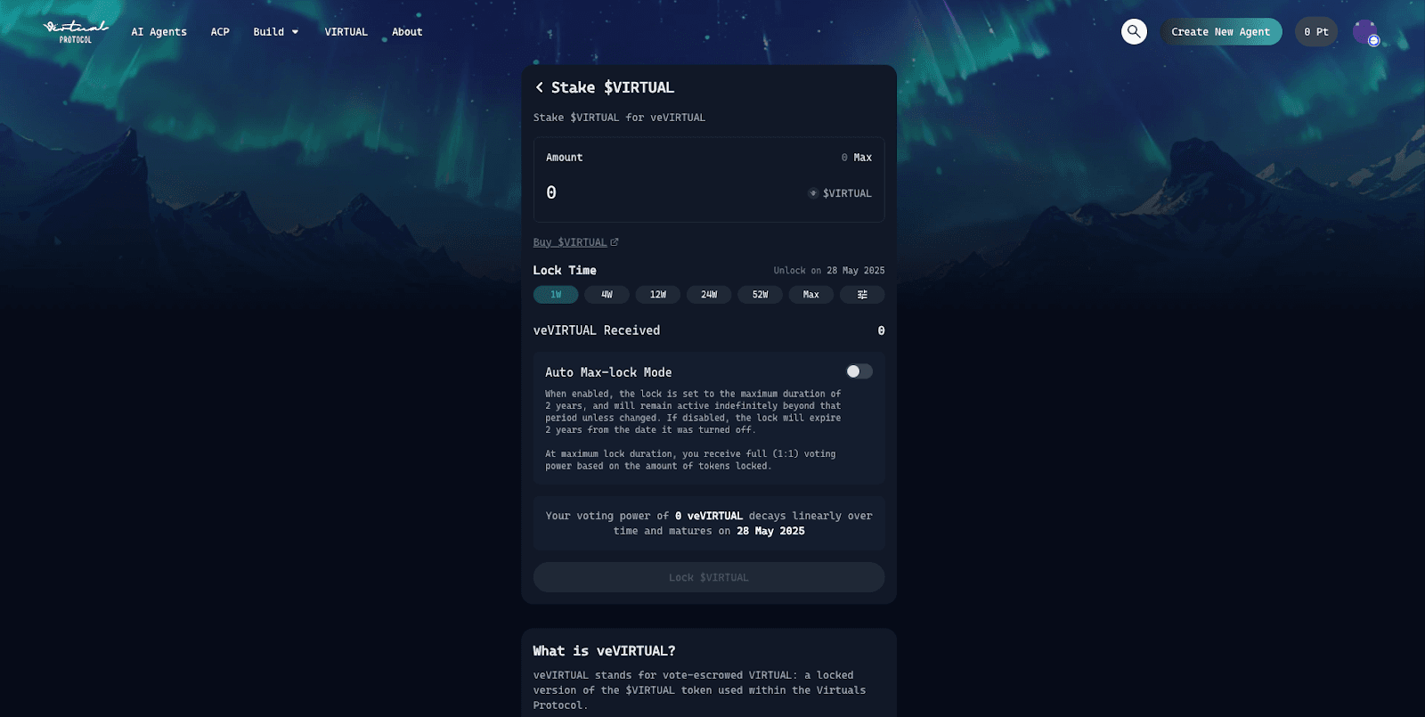 Stake token VIRTUAL