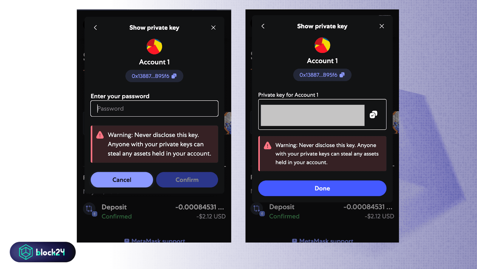Nhận Private key từ MetaMask