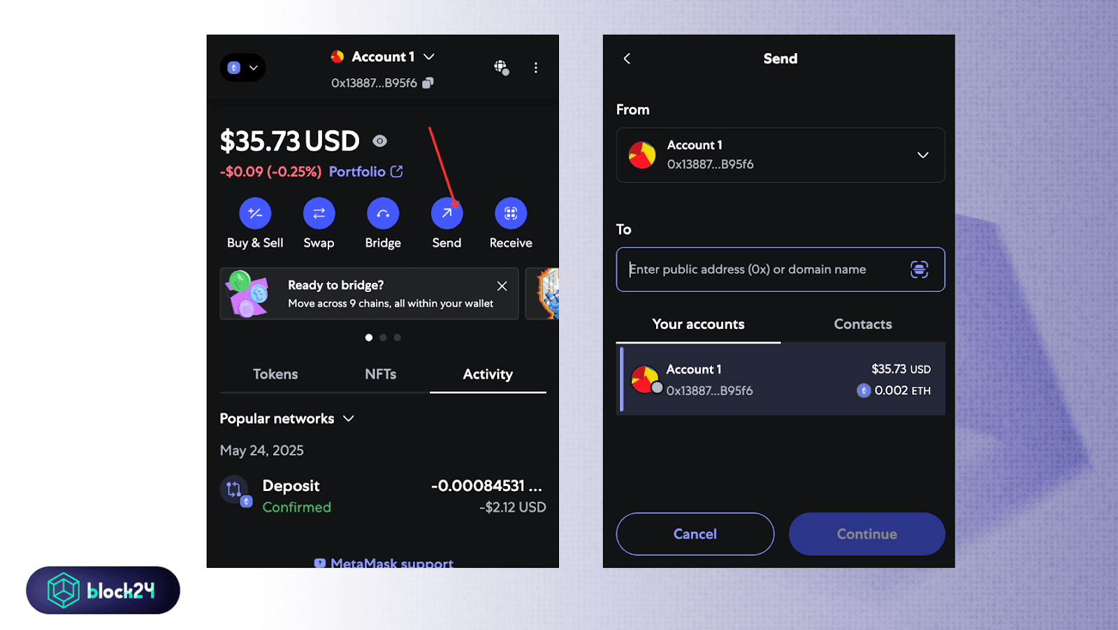 Nhập địa chỉ ví Trust Wallet