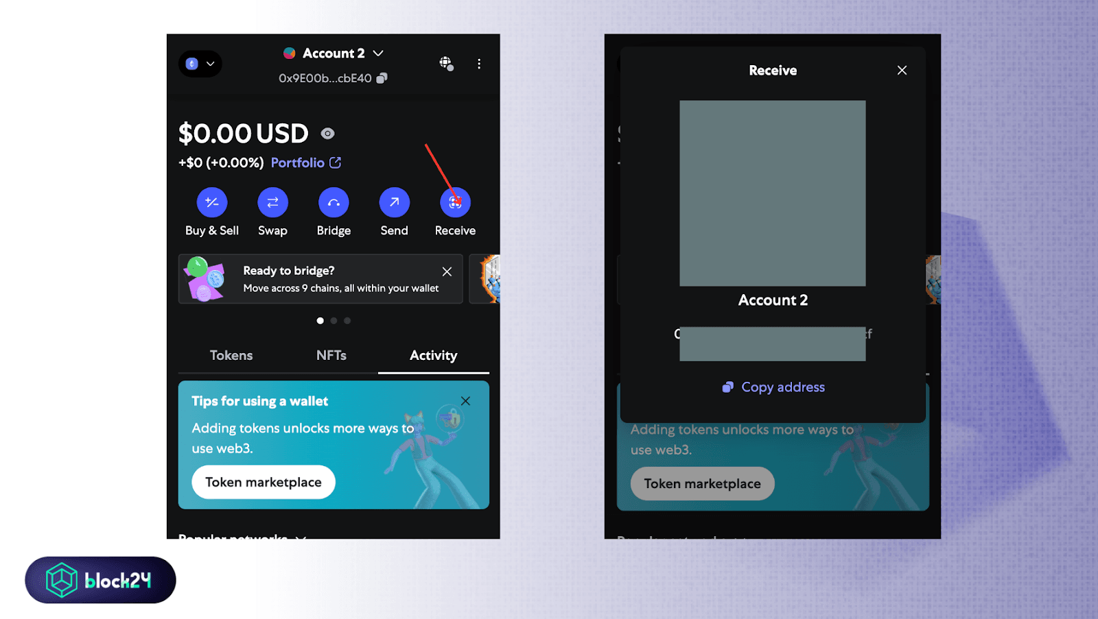 Copy địa chỉ ví từ MetaMask