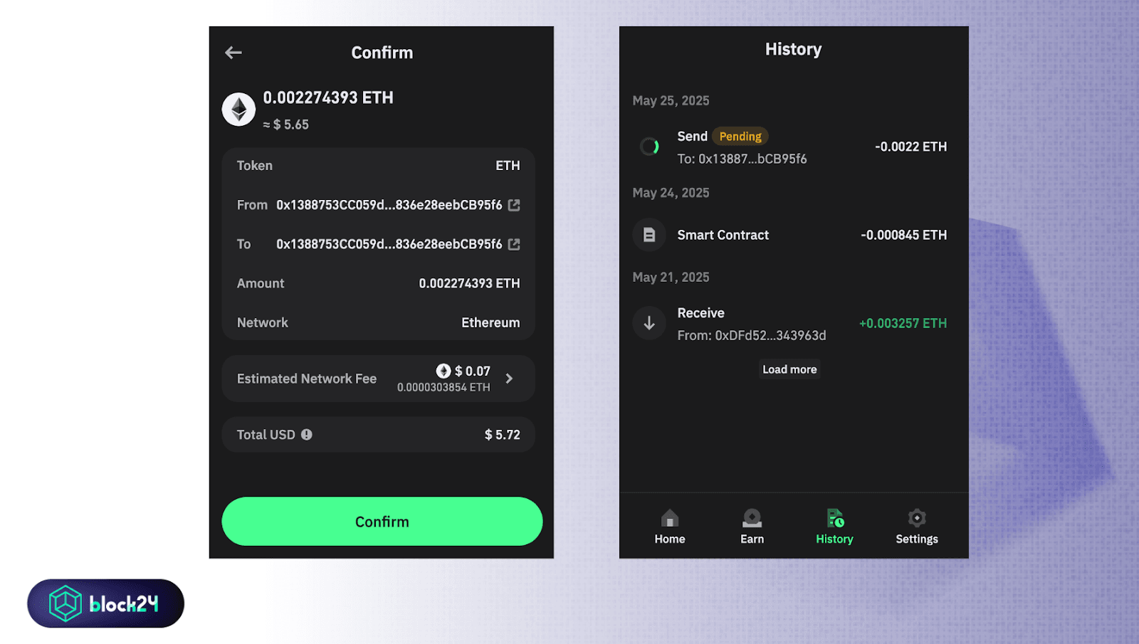 Xác nhận thông tin chuyển token