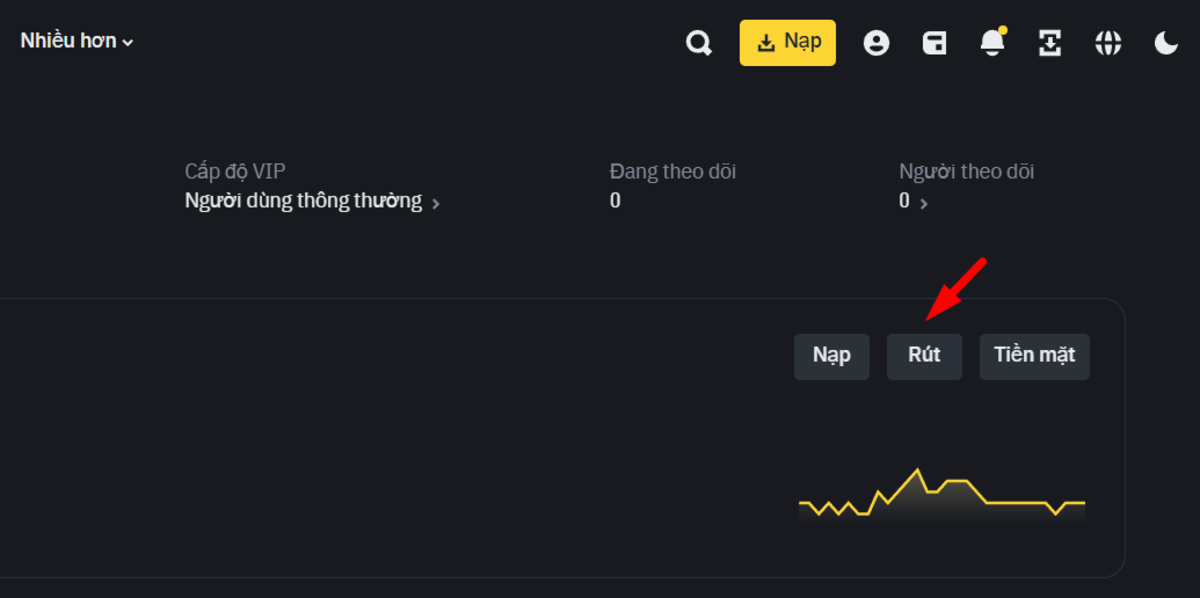 Vào phần rút tiền trên sàn Binance