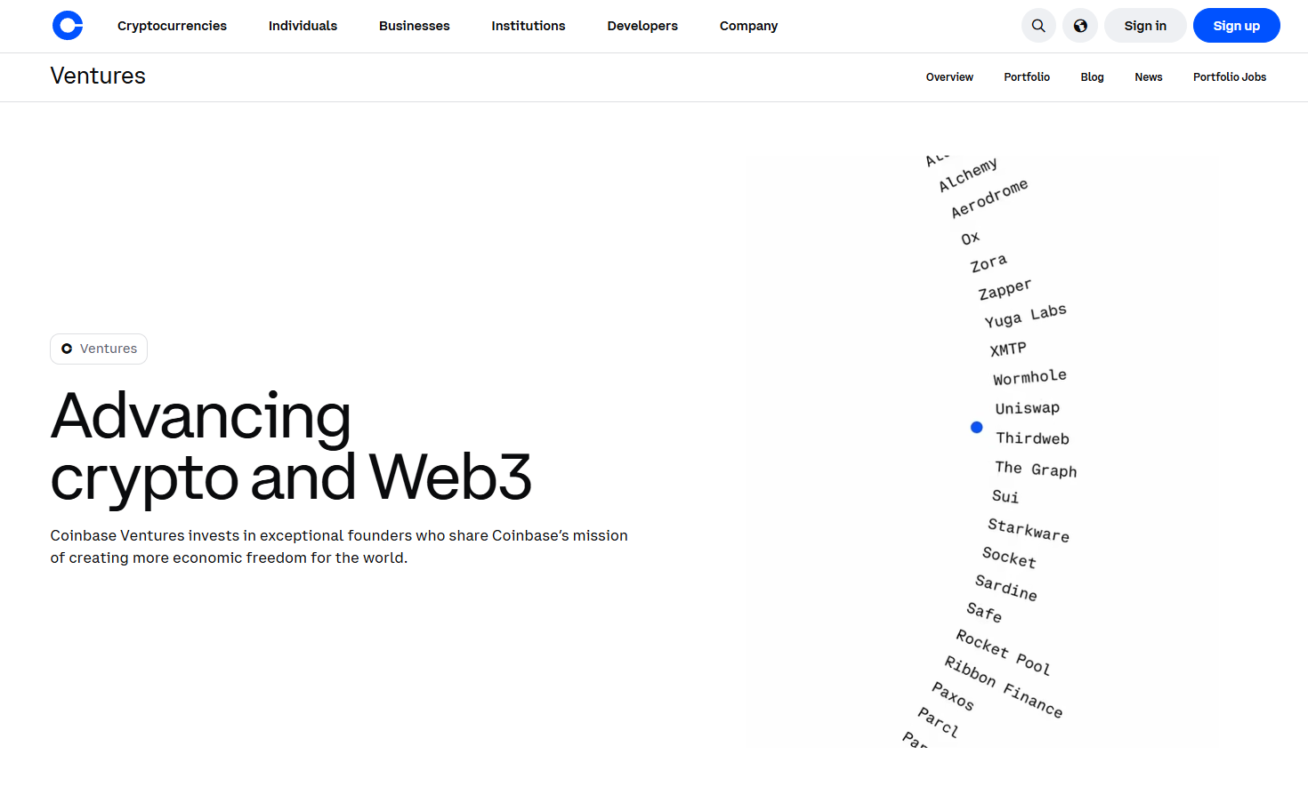Trang web của Coinbase Ventures (Nguồn:&nbsp;Coinbase)
