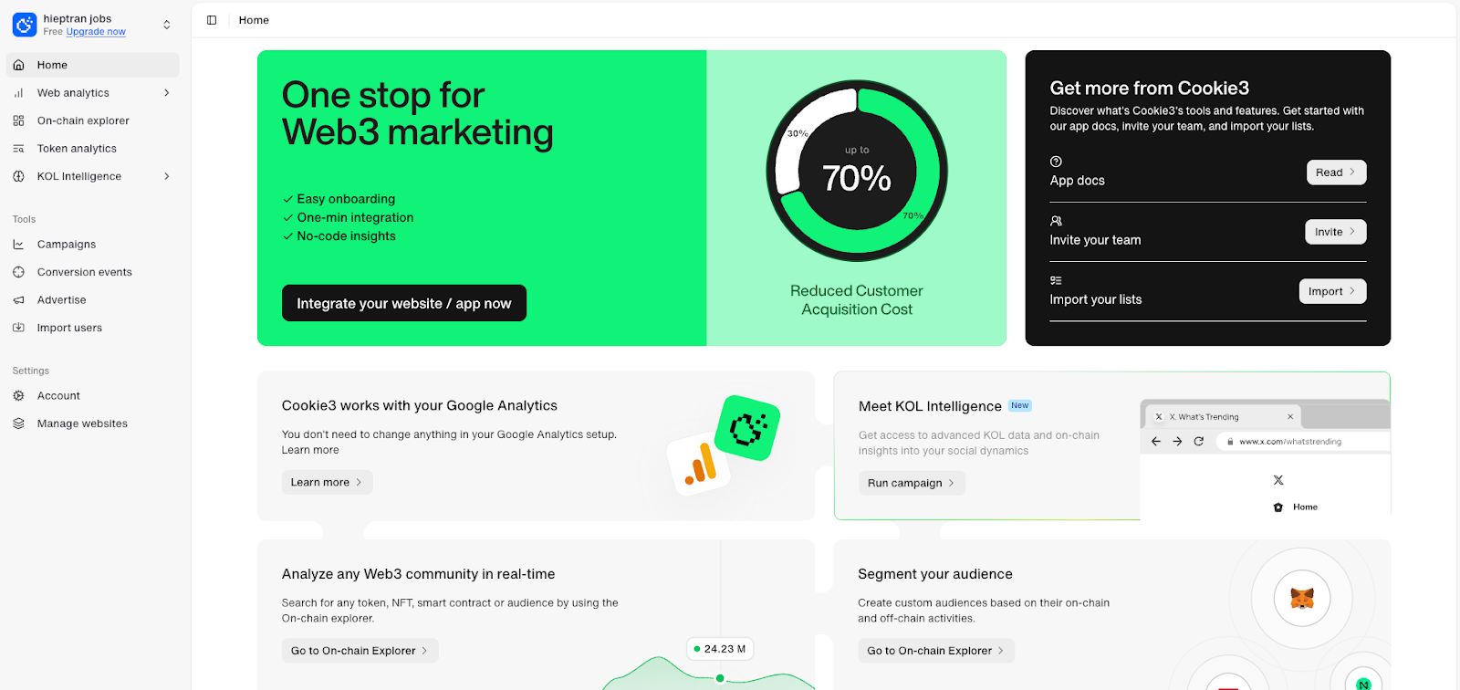 Dịch vụ Cookie3 Analytics
