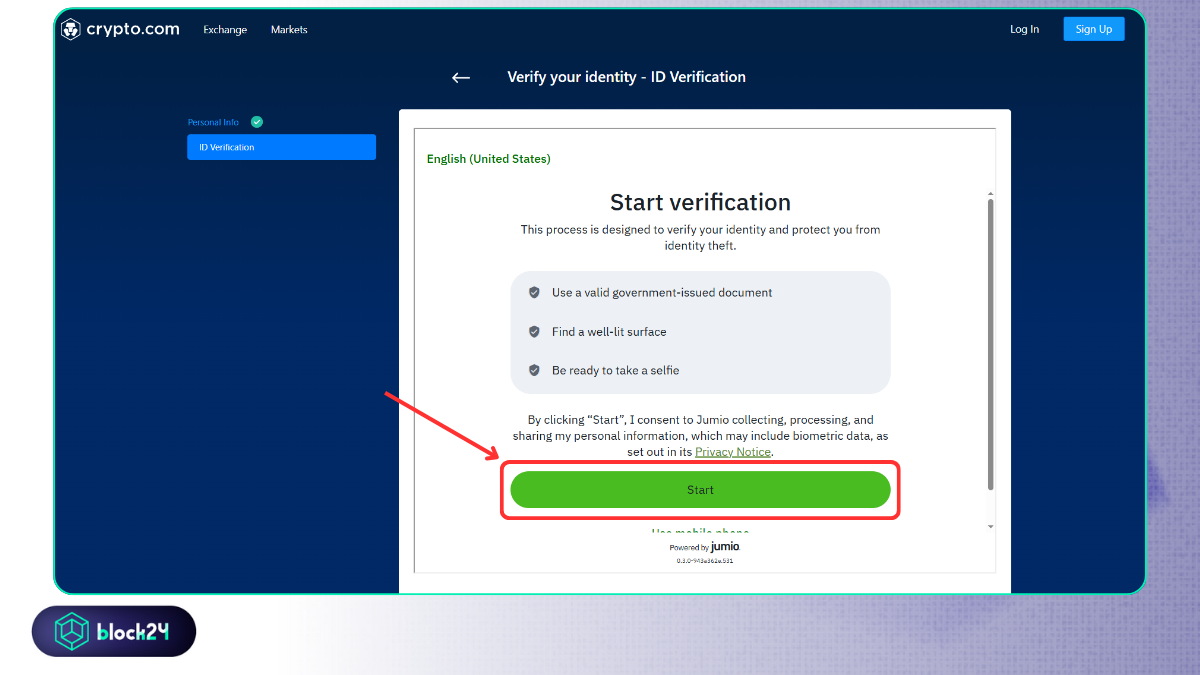 Bắt đầu chụp giấy tờ tùy thân để KYC