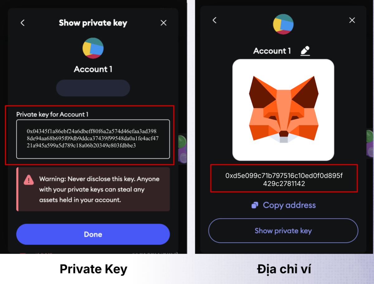 private key và địa chỉ ví