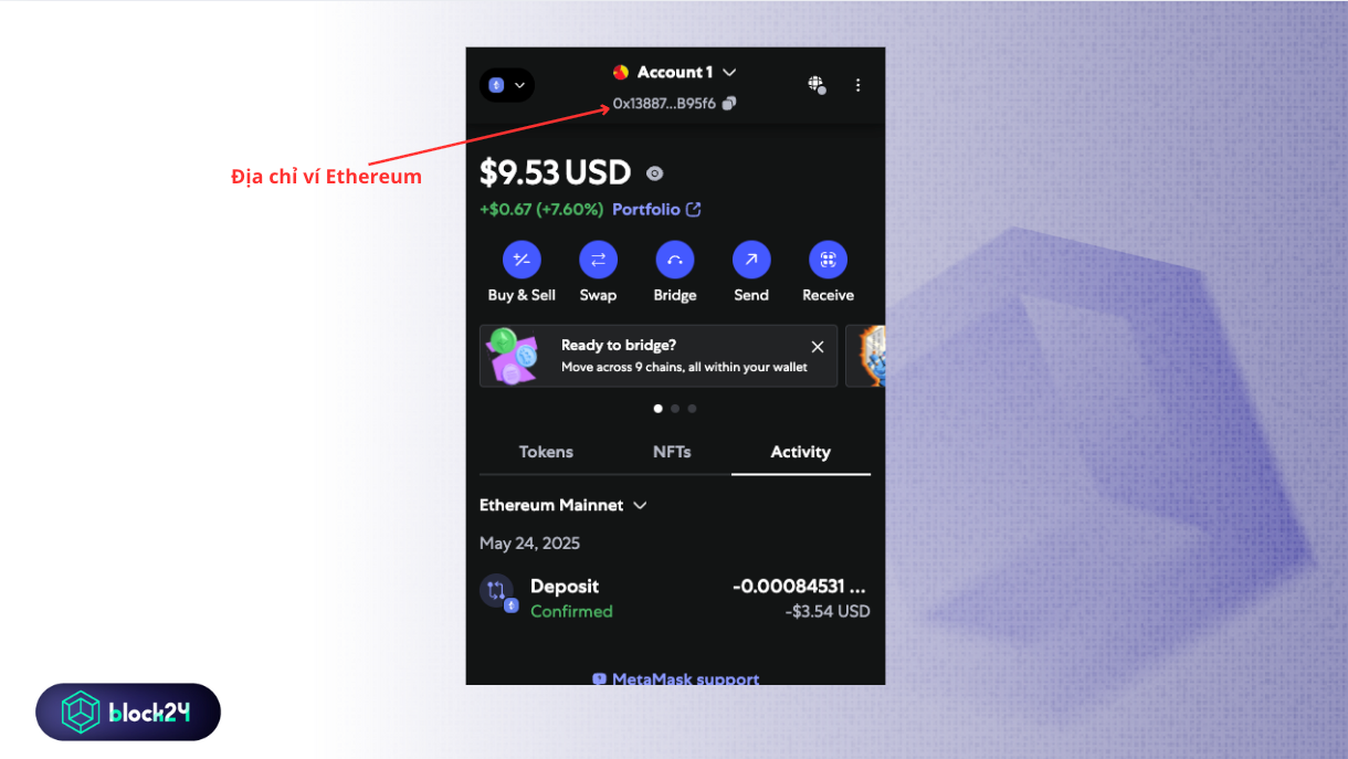 Địa chỉ ví Ethereum trên MetaMask