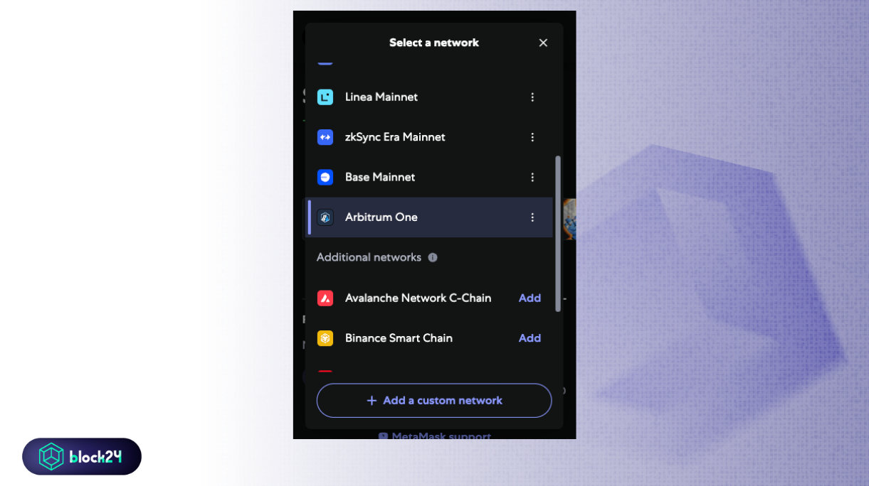 Thêm mạng Arbitrum One trên MetaMask