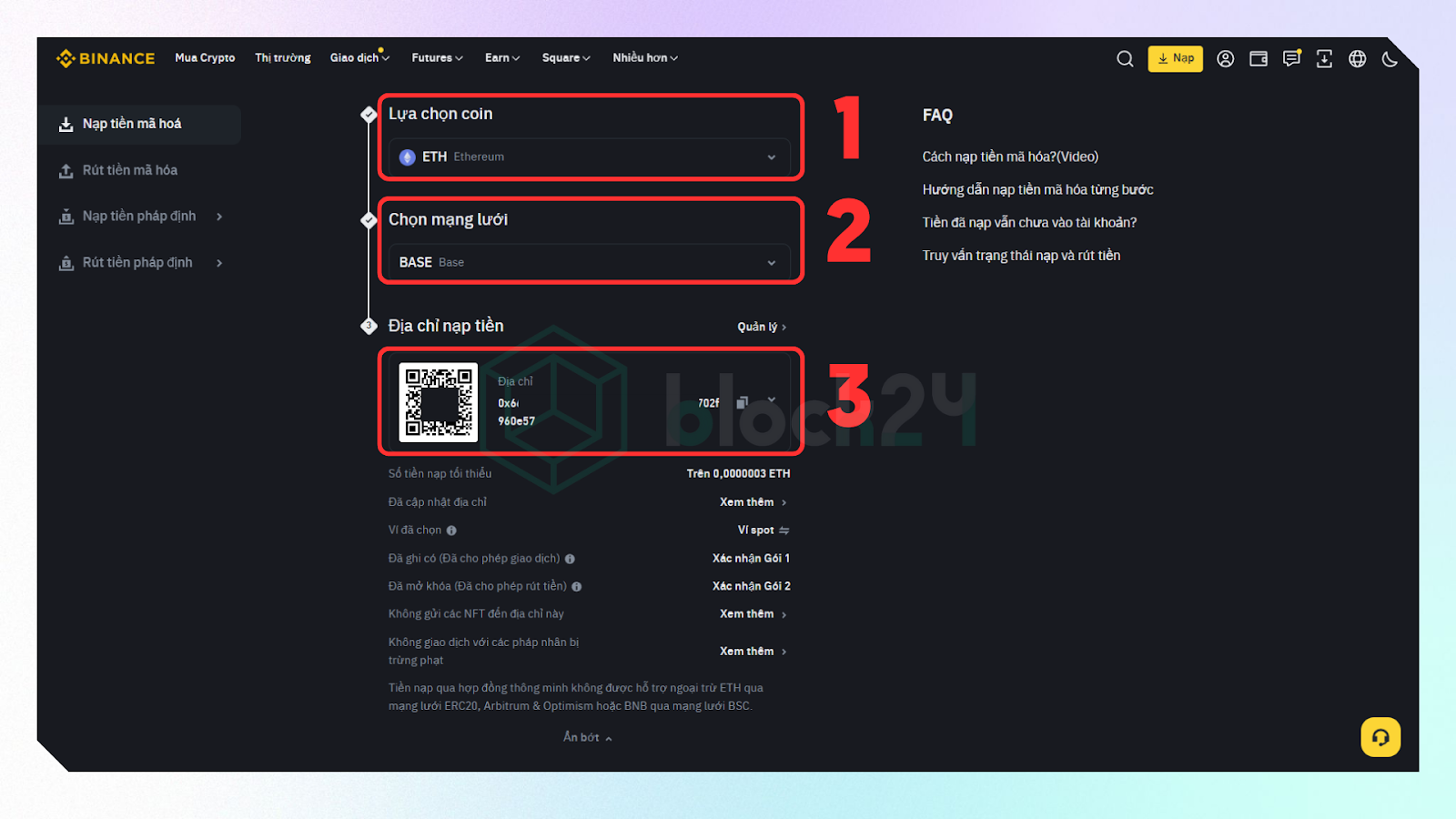 Lấy địa chỉ ví Binance